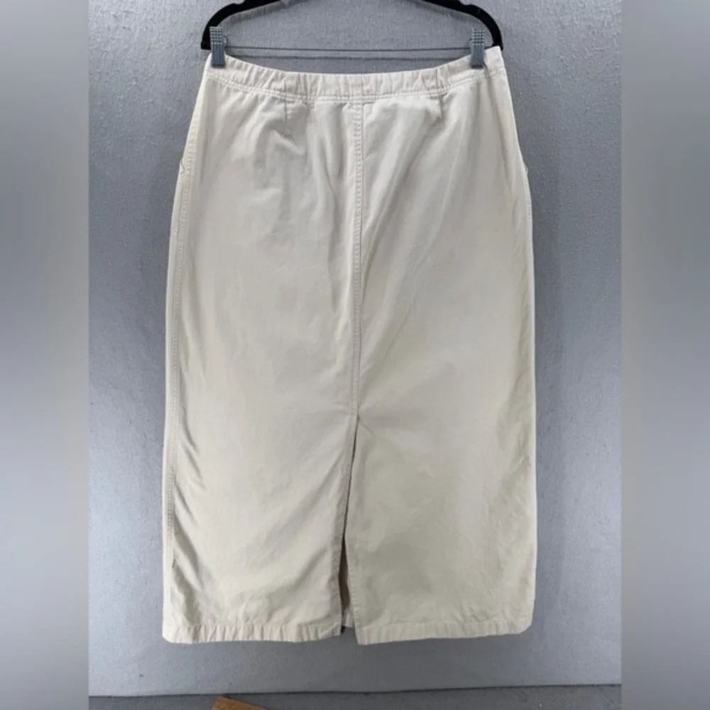 Vtg Eddie Bauer Maxi Skirt Womens 14 Khaki Utility Back Slit Modest Y2K Gorpcore - Picture 4 of 11